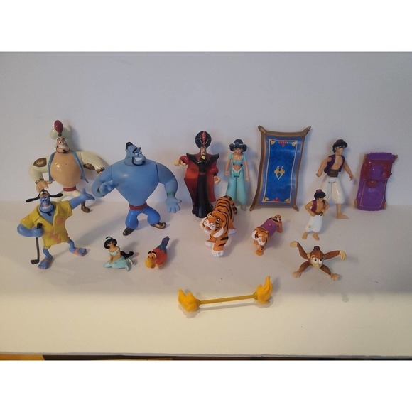 Disney Aladdin Toy Figures - Lot of 10- Genie Jafar Abis Mal - Vintage 1992-1993 - Picture 1 of 7